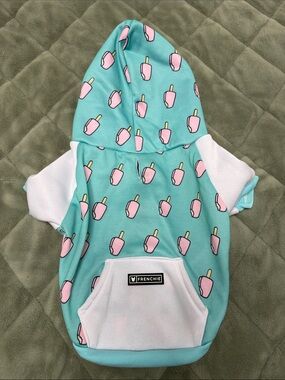 Frenchie Mint Dog Hoodie with Pink Popsicle Print